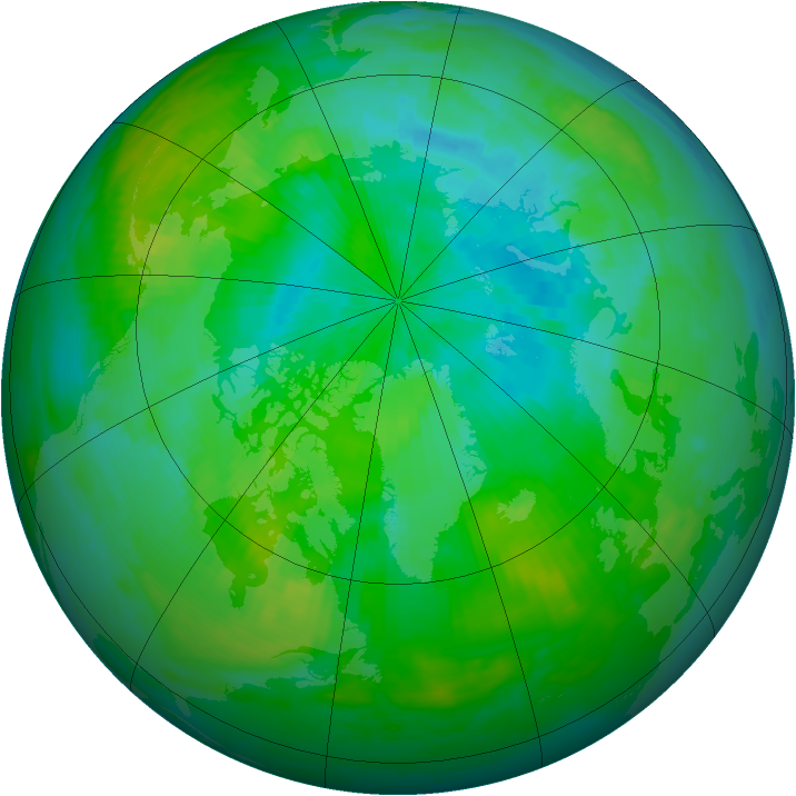 Arctic ozone map for 12 August 1986